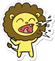 autocollant d'un lion rugissant de dessin animé png