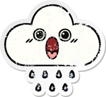 distressed sticker of a cute cartoon rain cloud png