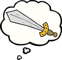 cartoon sword with thought bubble png