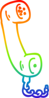 rainbow gradient line drawing of a cartoon telephone handset png