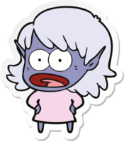 sticker of a cartoon shocked elf girl png