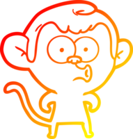 warm gradient line drawing of a cartoon hooting monkey png