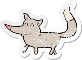 retro distressed sticker of a cartoon little wolf png