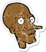 retro distressed sticker of a cartoon evil old man png