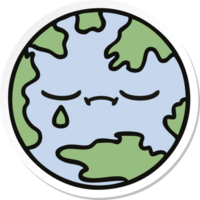 sticker of a cute cartoon planet earth png