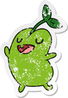 distressed sticker cartoon illustration kawaii cute sprouting bean png