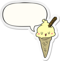 cute cartoon ice cream with speech bubble sticker png