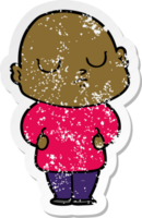 distressed sticker of a cartoon bald man png