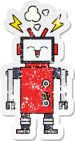 beunruhigter Aufkleber eines niedlichen Cartoonroboters png