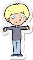 sticker of a cartoon happy boy with open arms png