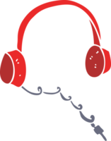 fones de ouvido de desenhos animados de estilo de cor plana png