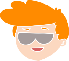 Cartoon-Junge im flachen Farbstil mit Sonnenbrille png