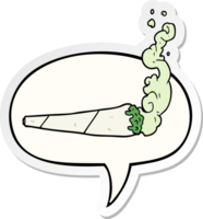 Karikatur Marihuana Joint mit Rede Blase Aufkleber png