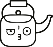 line drawing cartoon of a kettle png