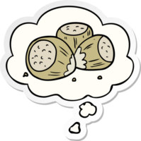 cartoon hazelnuts with thought bubble as a printed sticker png