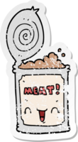 distressed sticker of a cartoon canned meat png