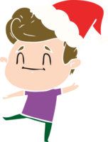 content main tiré plat Couleur illustration de une homme portant Père Noël chapeau png