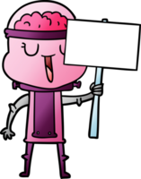 happy cartoon robot with sign png