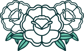 iconic tattoo style image of a bouquet of flowers png