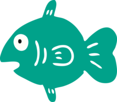 main tiré dessin animé griffonnage de une Marin poisson png