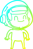 cold gradient line drawing of a happy cartoon astronaut png