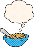 cartoon cereal bowl with thought bubble in comic book style png