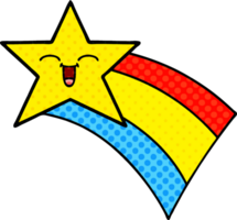 comic book style cartoon of a shooting rainbow star png