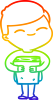 rainbow gradient line drawing of a cartoon smiling boy png