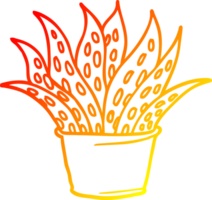 warm gradient line drawing of a cartoon house plant png