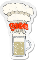 autocollant rétro en détresse d'une bière qui explose de dessin animé png