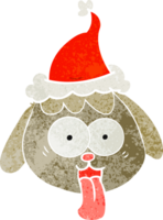 mano disegnato retrò cartone animato di un' cane viso ansimante indossare Santa cappello png