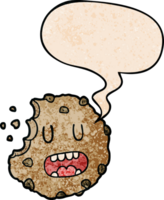 dibujos animados Galleta con habla burbuja en retro textura estilo png