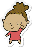 sticker of a cartoon calm woman png