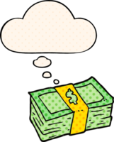 cartoon cash with thought bubble in comic book style png