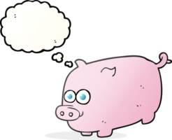 hand drawn thought bubble cartoon pig png