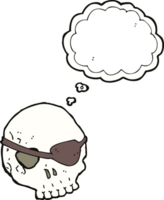 cartoon skull with eye patch with thought bubble png