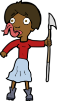 cartoon woman with spear sticking out tongue png