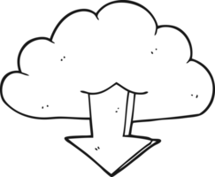 hand drawn black and white cartoon download from the cloud png