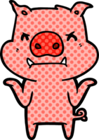 angry cartoon pig shrugging shoulders png