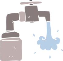 flat color illustration cartoon running faucet png