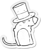 distressed sticker of a cartoon rat wearing christmas hat png