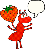 hand drawn comic book speech bubble cartoon ant carrying food png