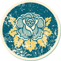 iconic distressed sticker tattoo style image of a rose png