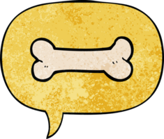 cartoon bone with speech bubble in retro texture style png