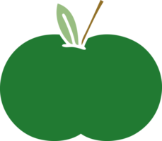 vlak kleur retro tekenfilm van een sappig appel png
