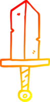 warm gradient line drawing of a cartoon golden dagger png