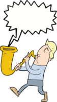 cartoon man blowing saxophone with speech bubble png