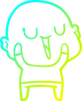 cold gradient line drawing of a happy cartoon bald man png