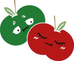 plano color retro dibujos animados de un jugoso manzana png