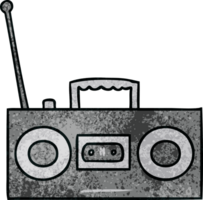 hand drawn textured cartoon doodle of a retro cassette player png